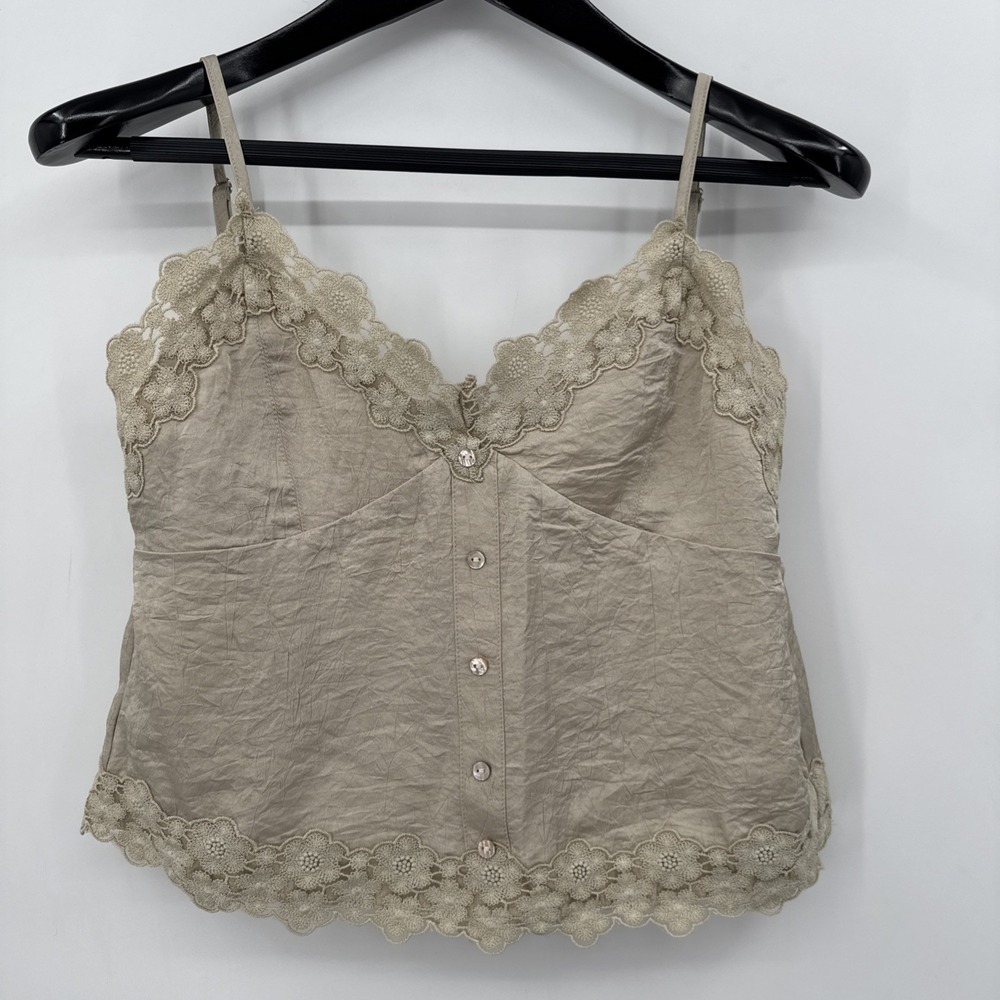 AAAAXBBB Ce Que Tu Penses Tu Deviens Womens Camisole Top Lace Victorian Retro M